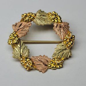 Black Hills Gold 10K Solid Tri-color Gold Leaf Brooch